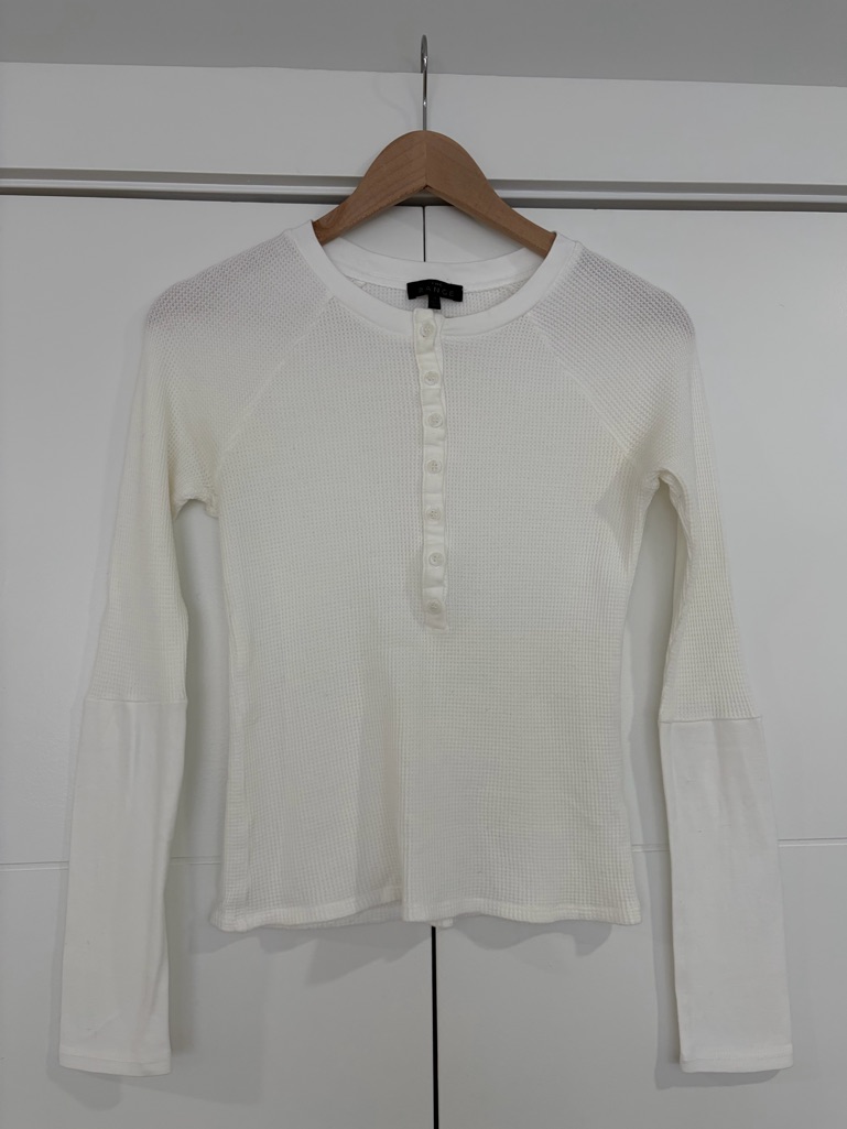 The Range Long-Sleeve White Henley Ribbed Women's Top